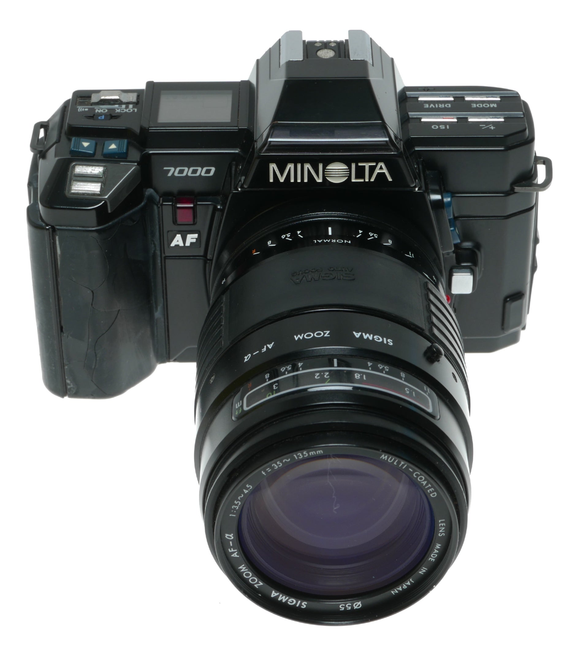 Minolta 7000 AF SLR Camera with Sigma Zoom 28-135mm f/3.5-4.5 Multi-Coated Lens - View 3