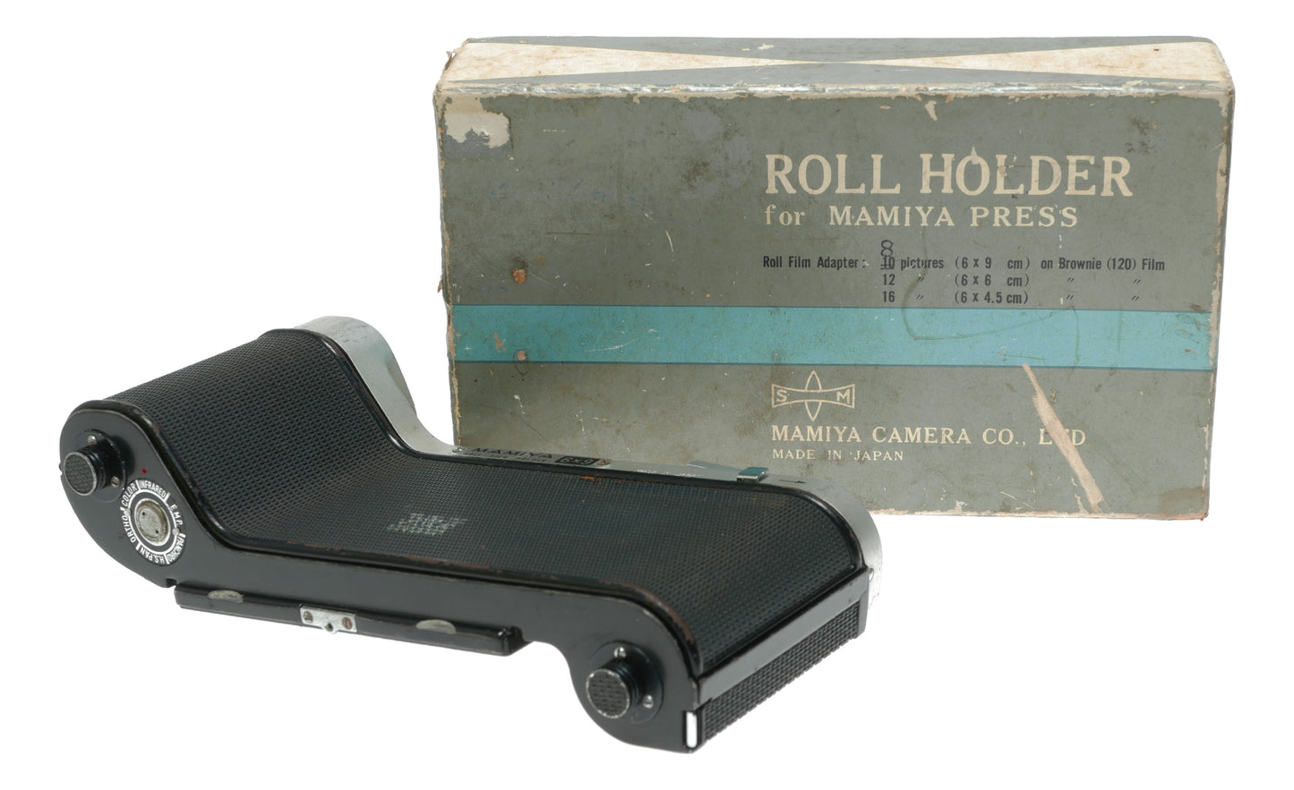 Mamiya Press Vintage Roll Film Holder for 6x9 cm and 8x4.5 cm Formats on 120 Film, Made in Japan