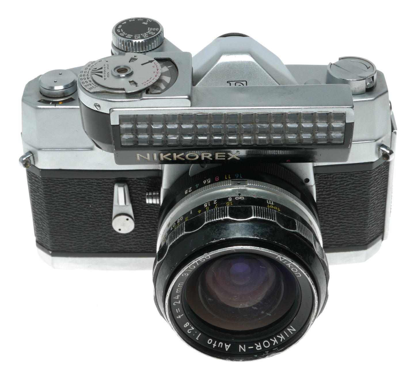 Nikon Nikkorex Vintage Film Camera with NIKKOR-N Auto 24mm f/2.8 Lens, Made in Japan - View 3