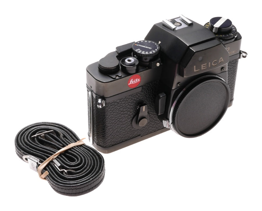 SLR Leica R3 Electronic Leitz Film camera body 35mm black with strap