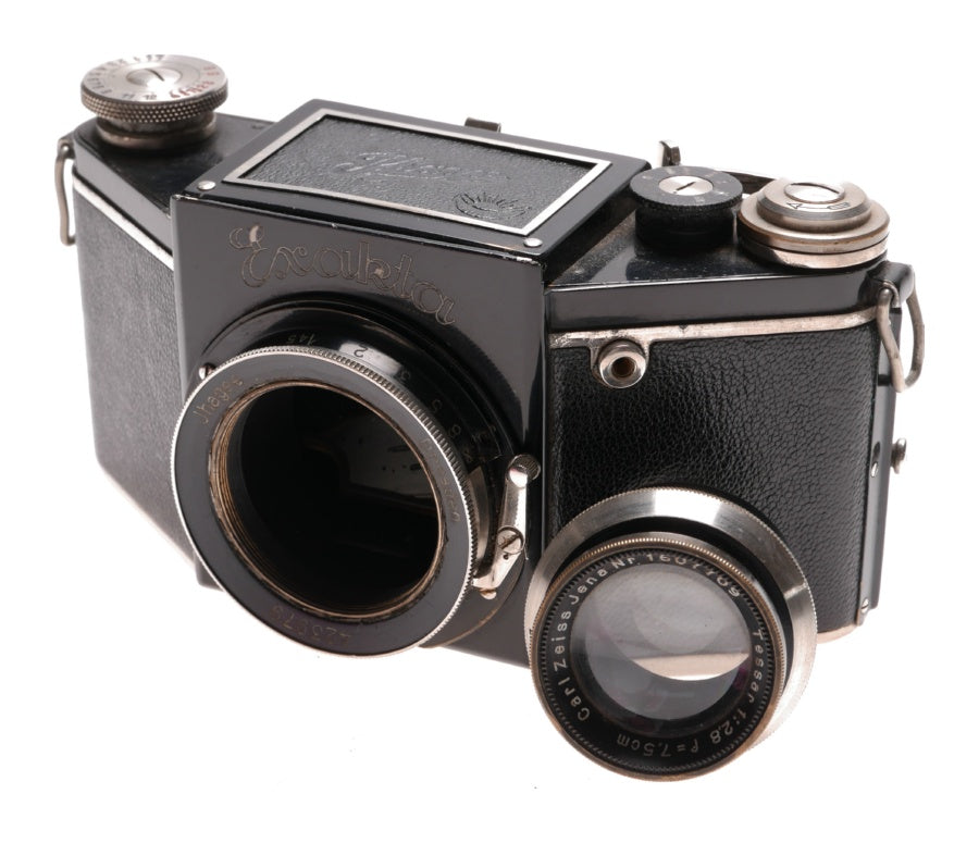 Exakta black medium format vintage camera Tessar 2.8 f=7.5cm Meyer 1:2.8/75mm