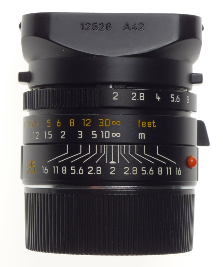 LEICA Summicron-M 1:2/35 ASPH. E39 f=35mm Wide angle camera lens caps hood BOKEH