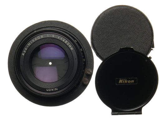 Nikon apo-nikkor 1:9 f=480mm large format process lens front rear caps