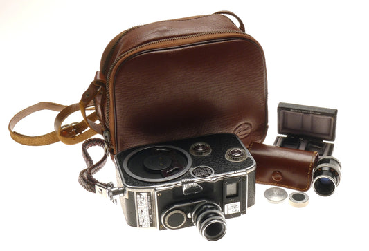 Bolex b8 Twin Lens Cine Camera Yvar Filtin 1:2.8 f=12.5mm f=36mm Parallax Prisms
