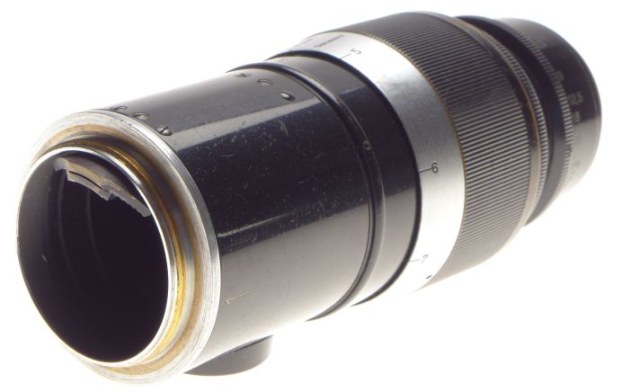 Paint Black Leitz Pre-war Leica 13.5cm f4.5 Screw mount lens with caps #240015