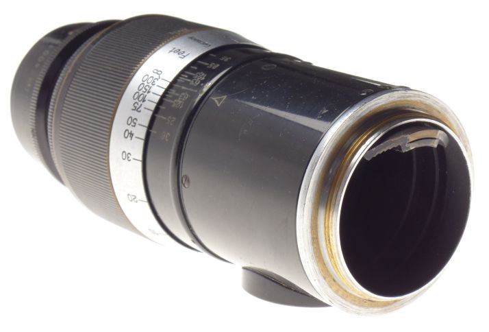 Paint Black Leitz Pre-war Leica 13.5cm f4.5 Screw mount lens with caps #240015