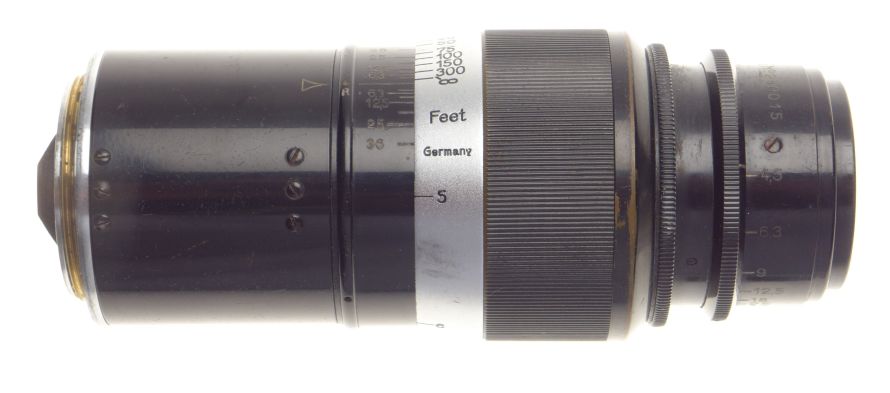 Paint Black Leitz Pre-war Leica 13.5cm f4.5 Screw mount lens with caps #240015