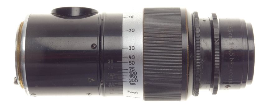 Paint Black Leitz Pre-war Leica 13.5cm f4.5 Screw mount lens with caps #240015