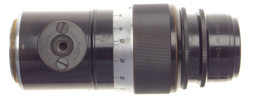 Paint Black Leitz Pre-war Leica 13.5cm f4.5 Screw mount lens with caps #240015