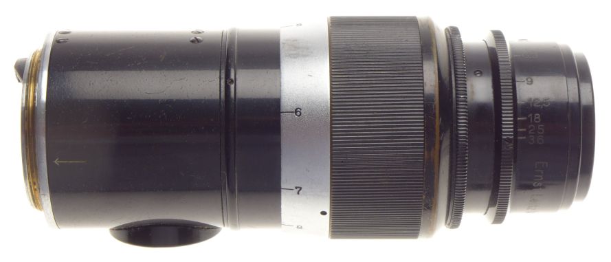 Paint Black Leitz Pre-war Leica 13.5cm f4.5 Screw mount lens with caps #240015