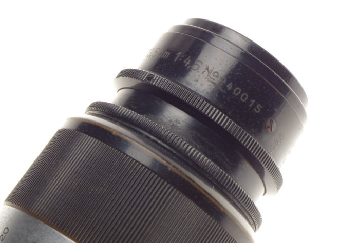Paint Black Leitz Pre-war Leica 13.5cm f4.5 Screw mount lens with caps #240015