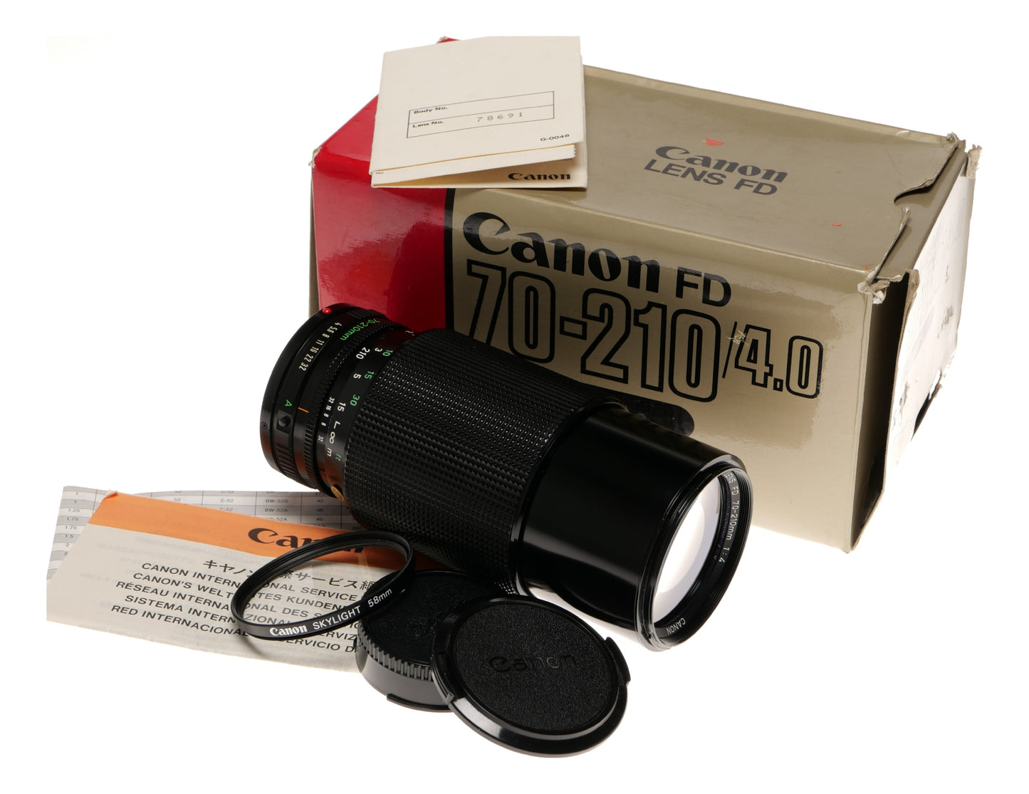 Canon FD 70-210mm f/4.0 Zoom Lens Canon FD Mount