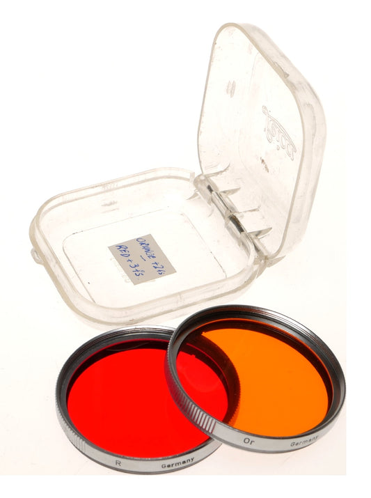 Leica Red R and Orange Or Filters with Leitz Case Germany