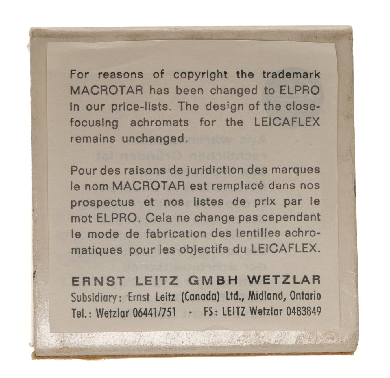 Leitz Wetzlar Elpro VII b Close-Up Lens for Leicaflex - View 3