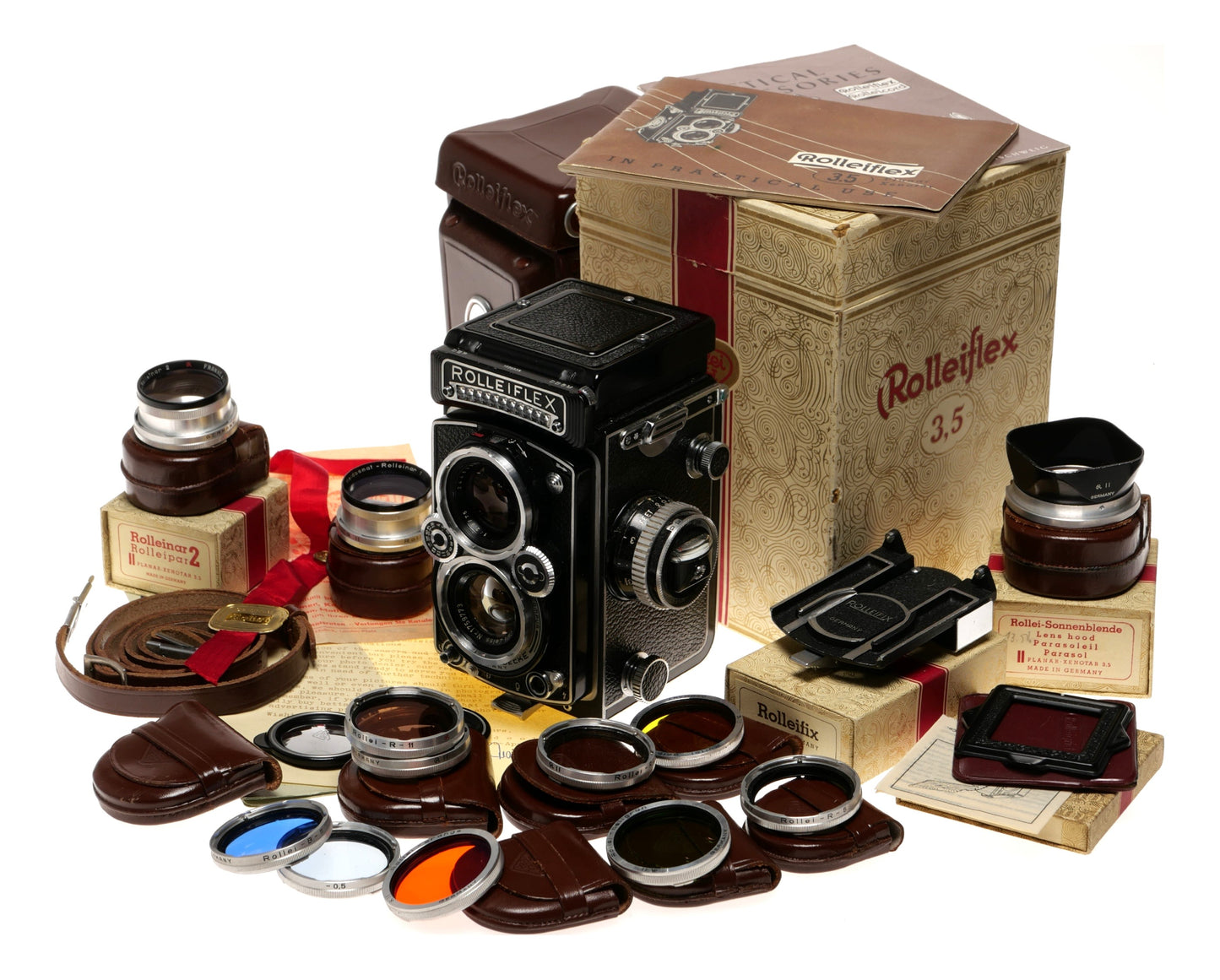 Rolleiflex 3.5 TLR Medium Format Film Camera with Accessories