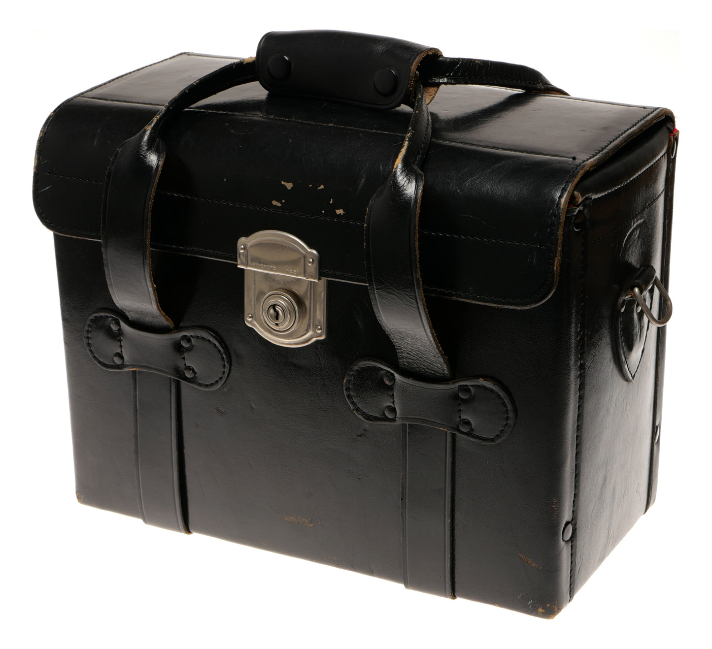 Meiwa Black Leather Camera Case with Handle Strap and Lock - View 2