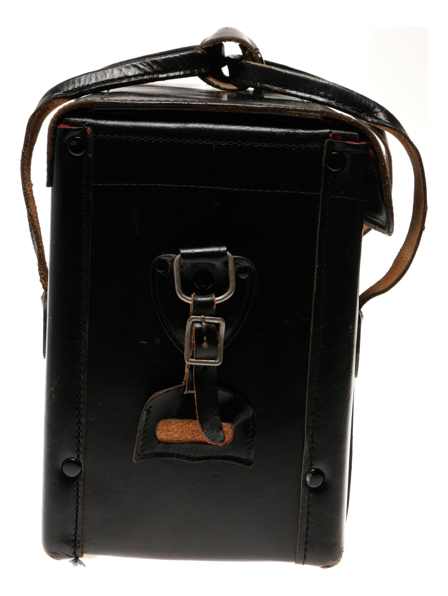 Meiwa Black Leather Camera Case with Handle Strap and Lock - View 4