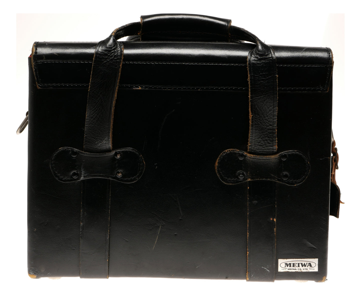 Meiwa Black Leather Camera Case with Handle Strap and Lock - View 5