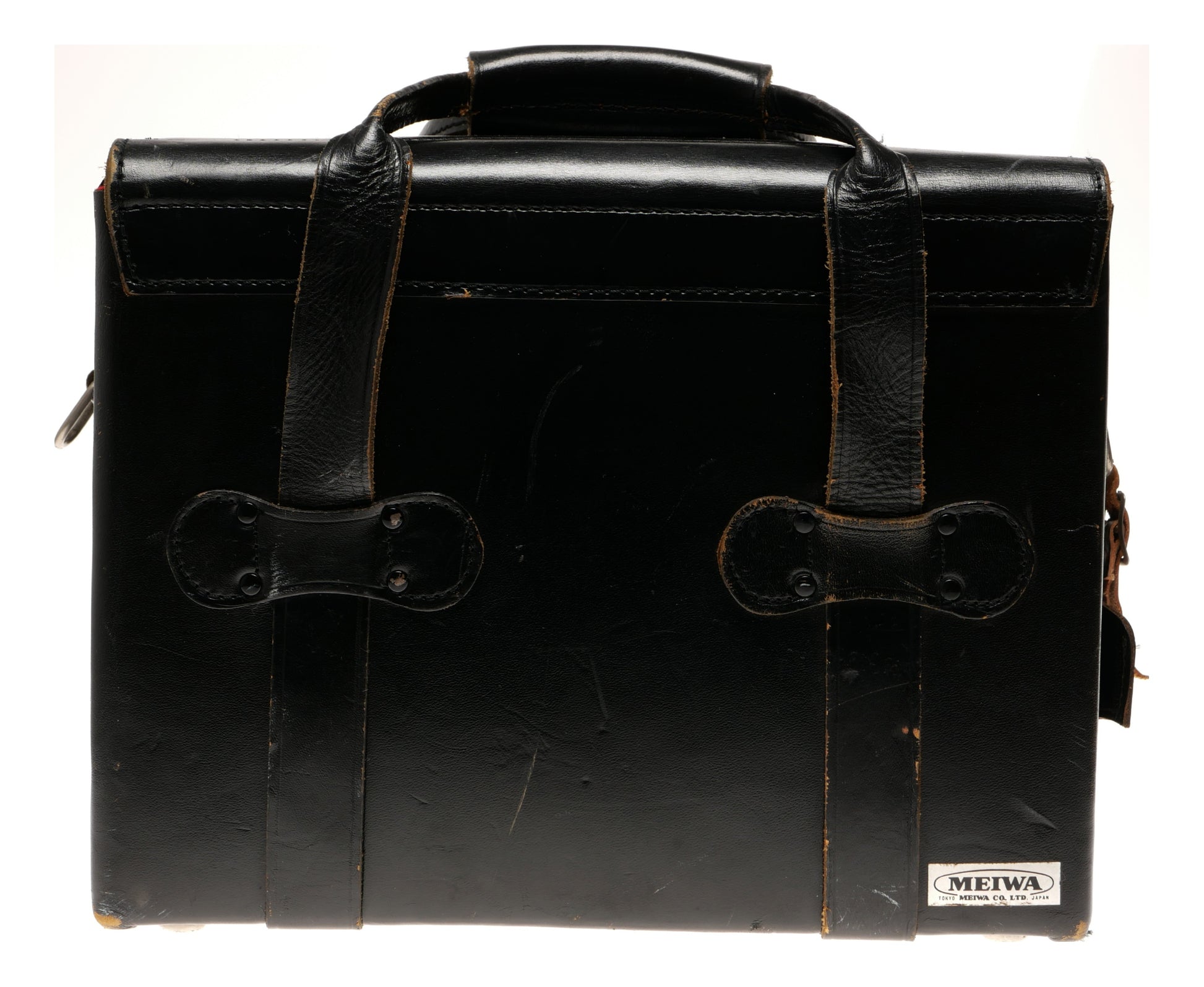 Meiwa Black Leather Camera Case with Handle Strap and Lock - View 5