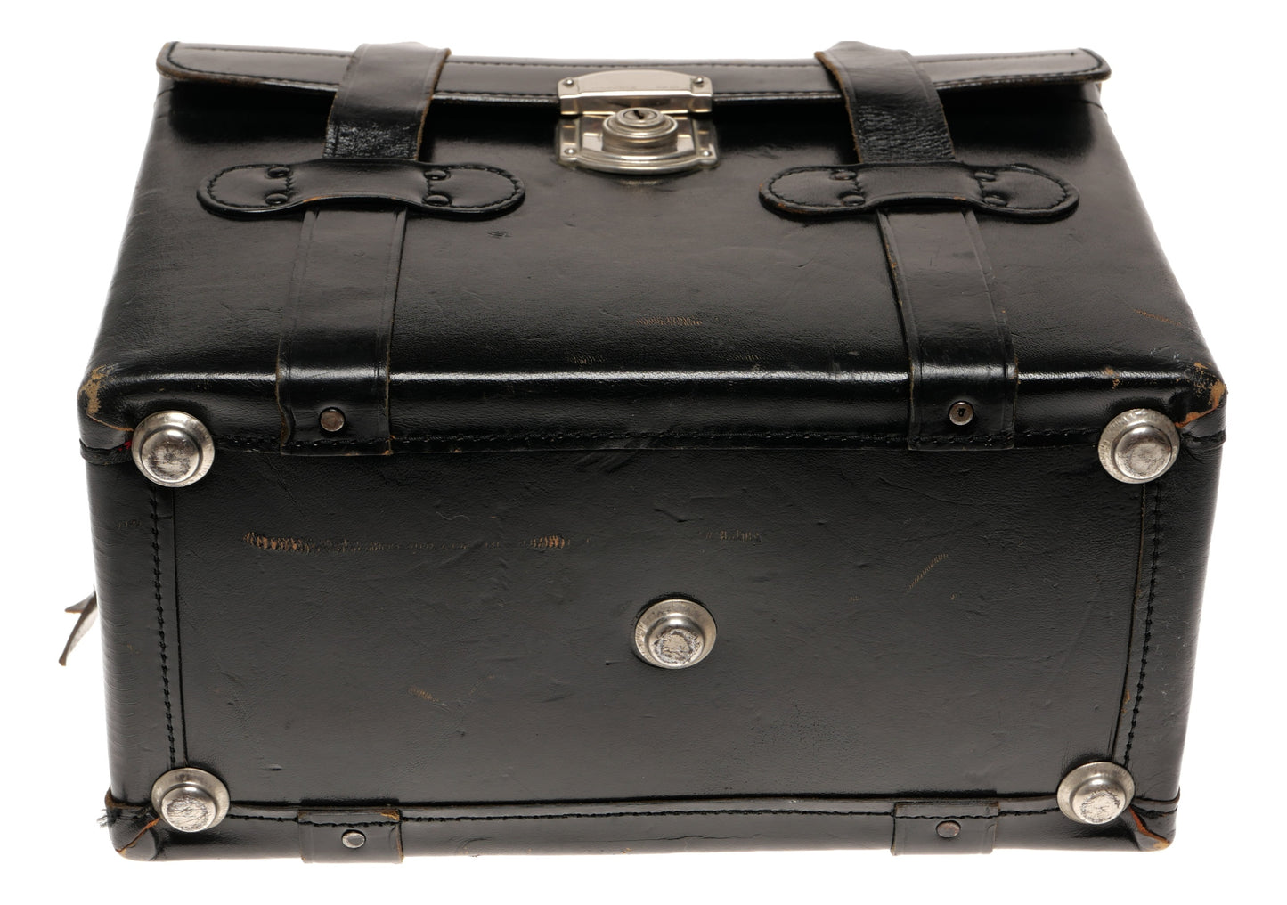Meiwa Black Leather Camera Case with Handle Strap and Lock - View 7