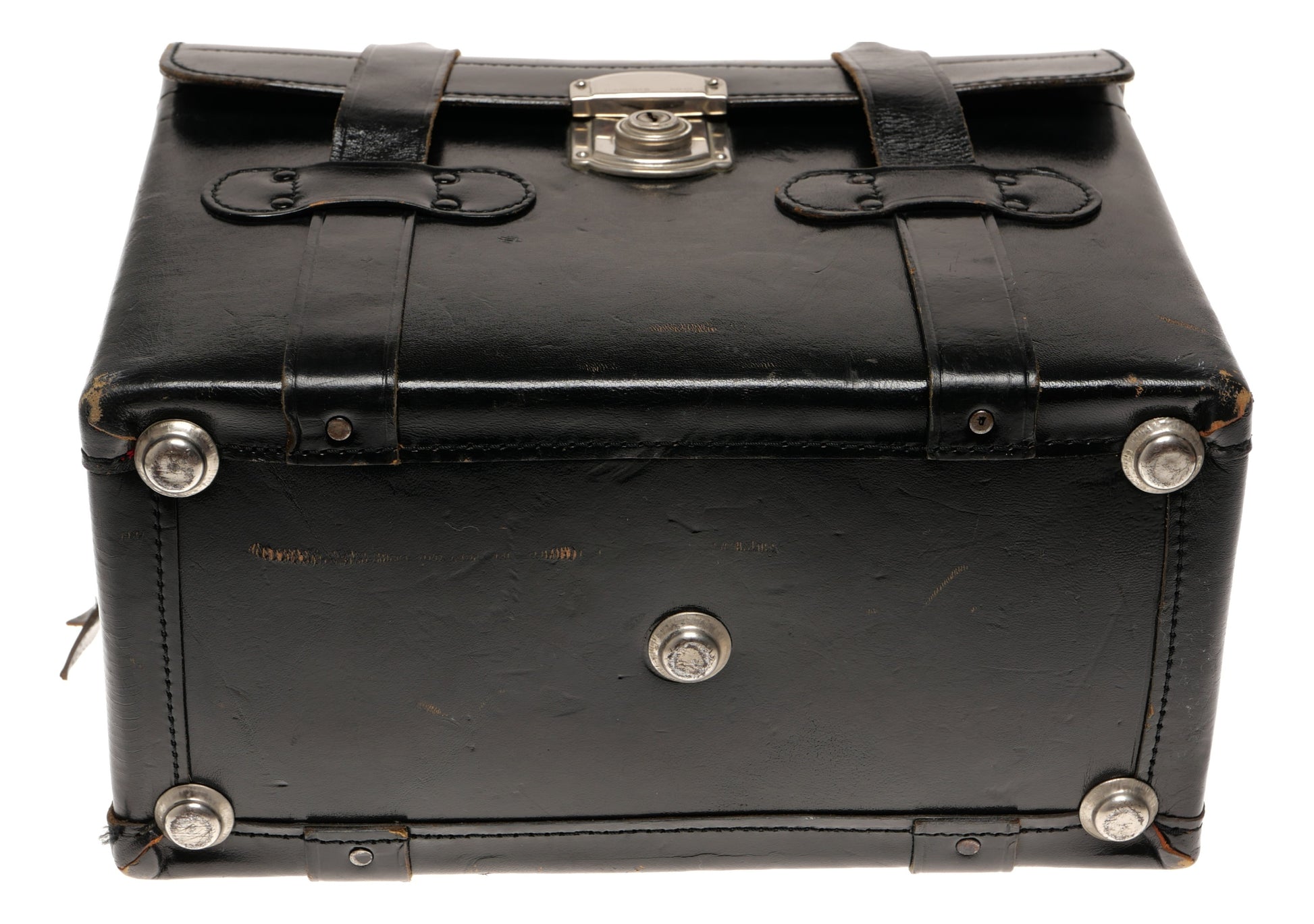 Meiwa Black Leather Camera Case with Handle Strap and Lock - View 7