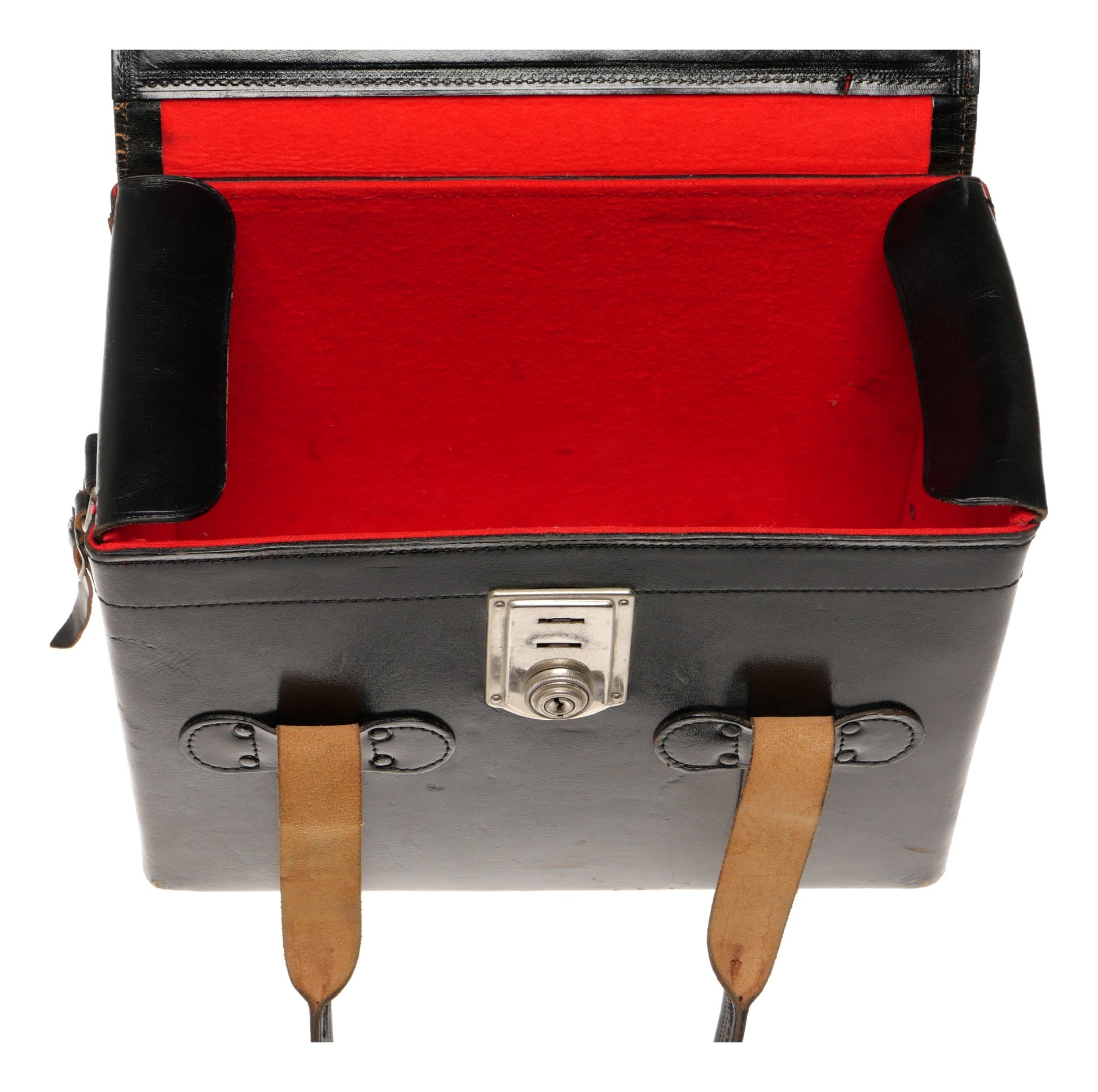 Meiwa Black Leather Camera Case with Handle Strap and Lock - View 8