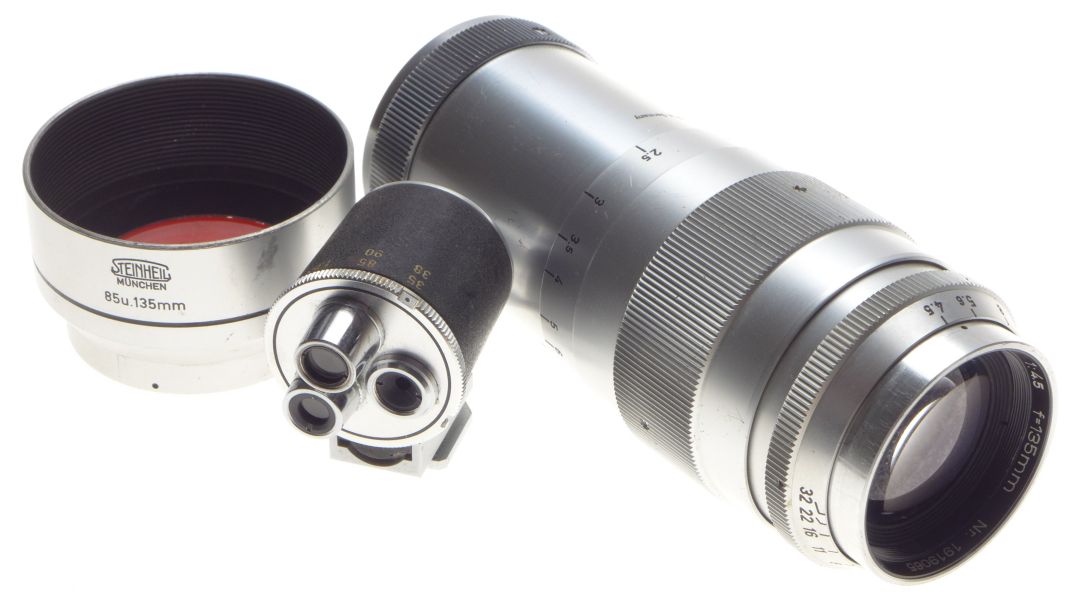 Steinheil CULMINAR 1:4.5/135mm lens Universal turret viewfinder hood M39 leica