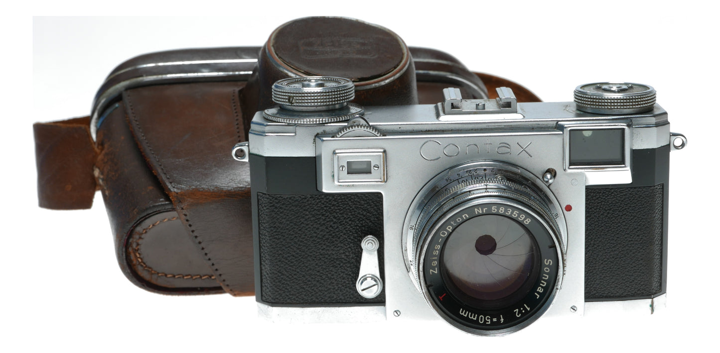 Zeiss Opton T Sonnar 1:2 f=5cm RF Contax camera cased clean condition