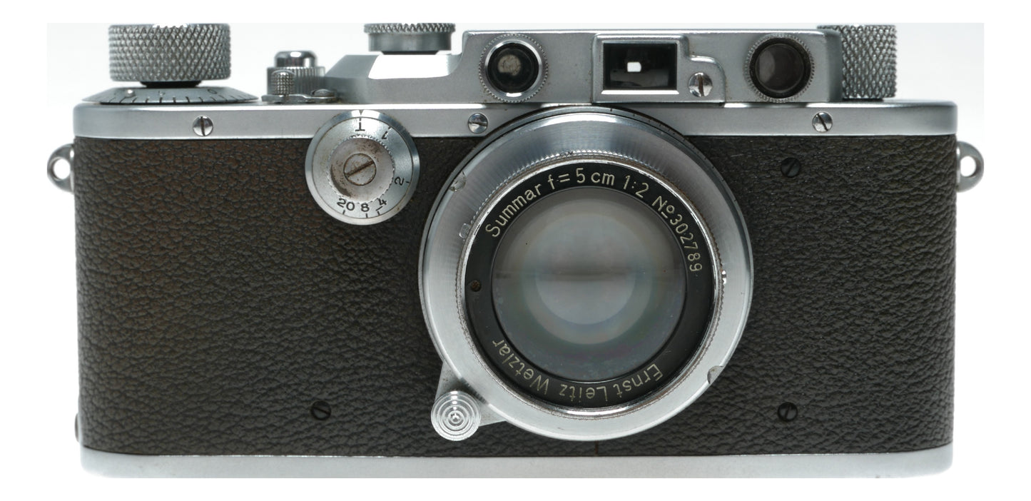 Leica III rangefinder camera Summar f=5cm 1:2 lens cap case vintage