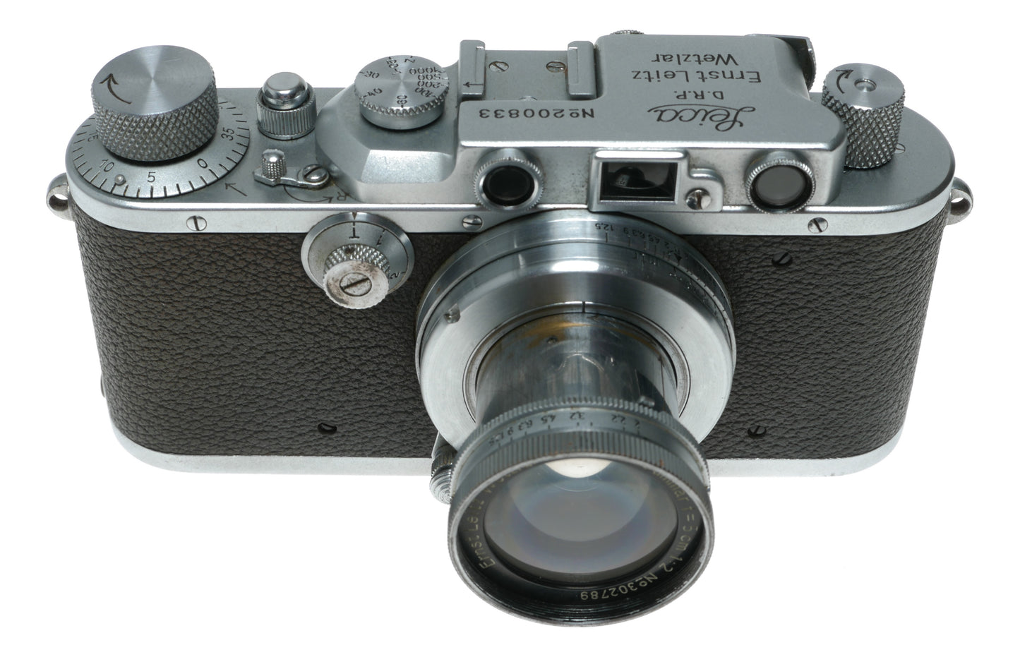 Leica III rangefinder camera Summar f=5cm 1:2 lens cap case vintage