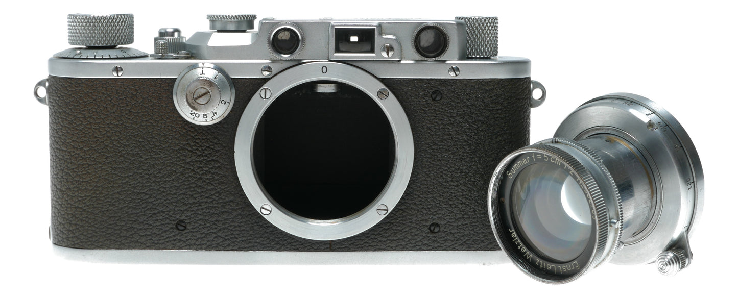 Leica III rangefinder camera Summar f=5cm 1:2 lens cap case vintage
