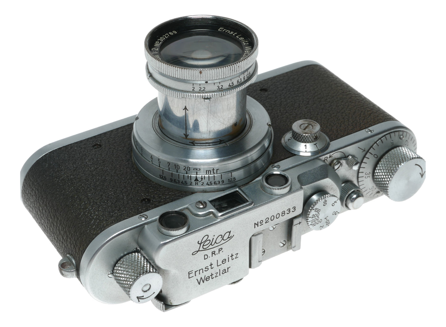 Leica III rangefinder camera Summar f=5cm 1:2 lens cap case vintage