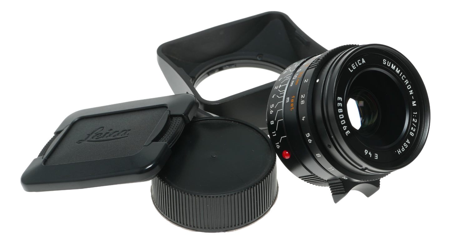 Leica Summicron-M 1:2/28mm Asph. E46 lens hood caps pouch 11604
