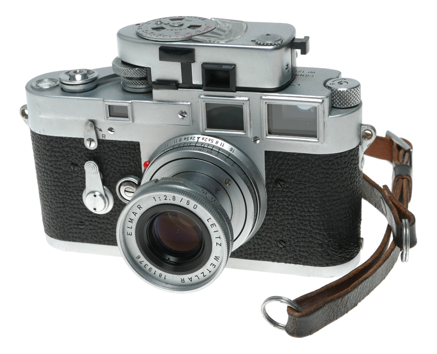 Leica M3 Elmar 2.8/50 mm lens meter 35mm vintage RF film camera setup