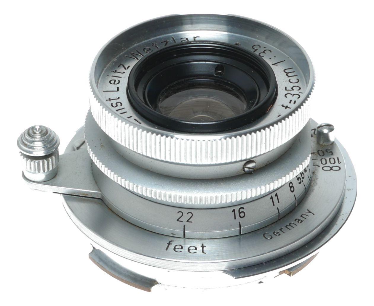 Ernst Leitz Wetzlar Summaron 1:3.5 f=3.5cm lens M39 to Leica M adapter hood caps