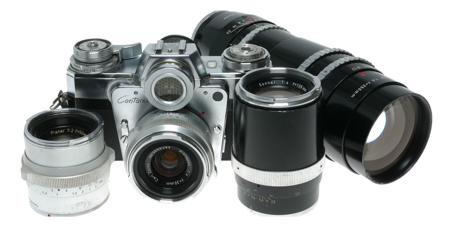 Zeiss Ikon Contarex Bullseye SLR film camera Distagon Sonnar Planar
