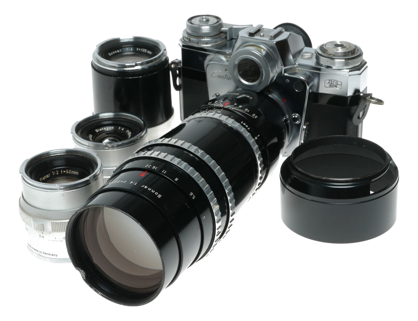 Zeiss Ikon Contarex Bullseye SLR film camera Distagon Sonnar Planar