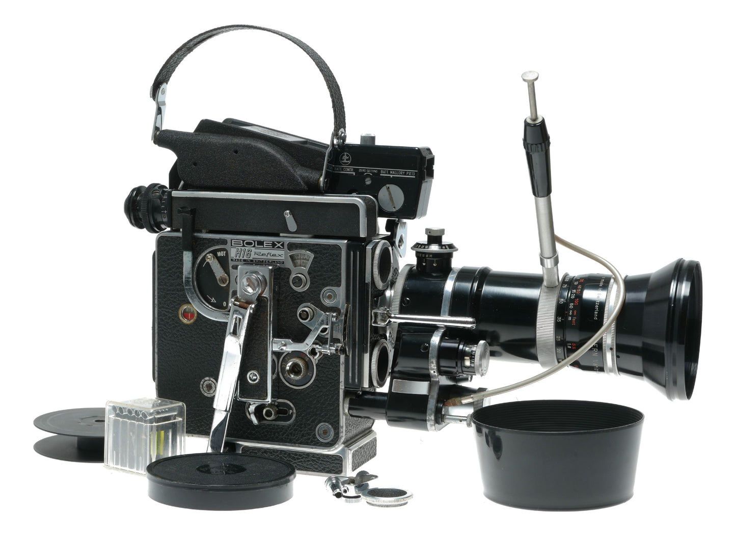 Bolex H16 Reflex Rex 5 16mm film cine camera Switar 1:1.9 f=16-100mm