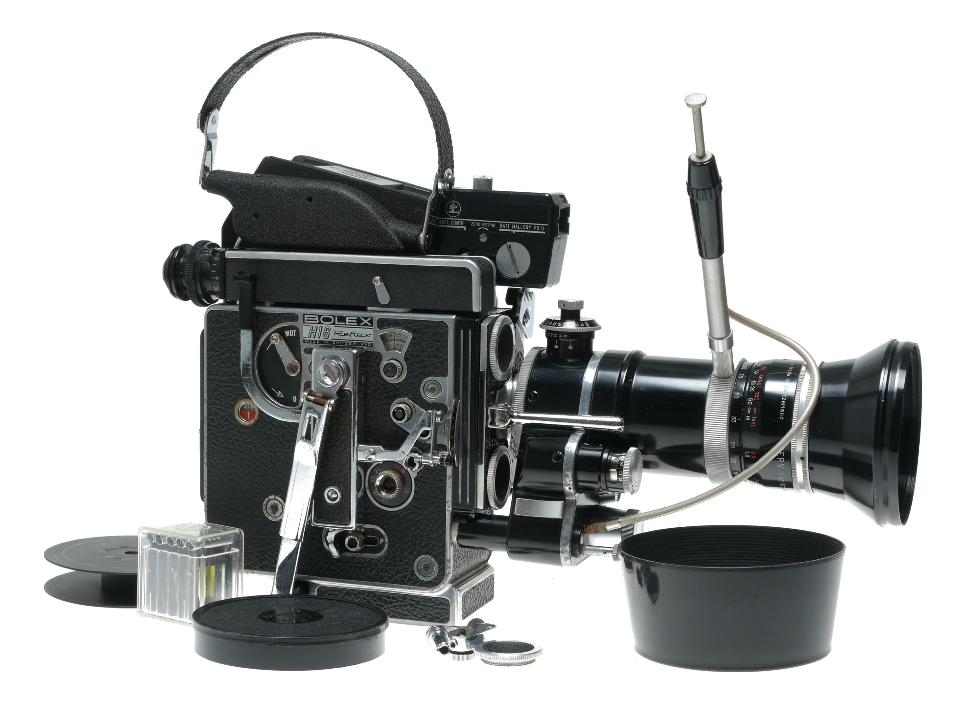 Bolex H16 Reflex Rex 5 16mm film cine camera Switar 1:1.9 f=16-100mm