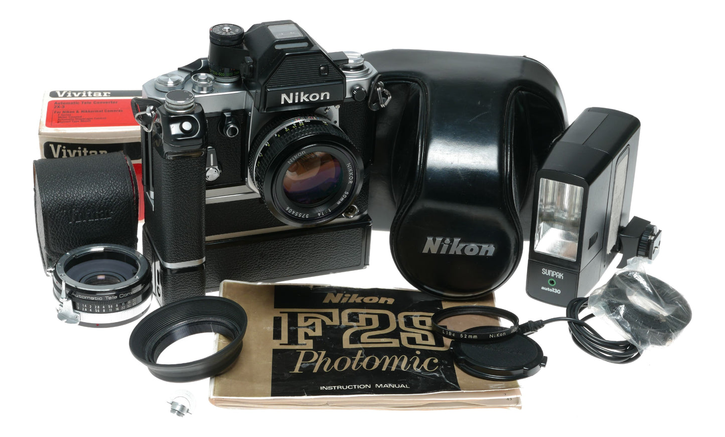 Nikon F2S Photomic SLR film camera Nikkor 1:1.4 50mm MD-2 MB-1 motor