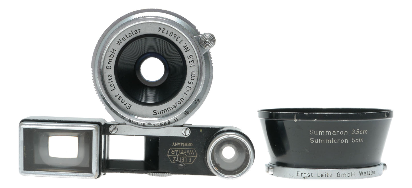 Leitz Wetzlar Summaron f=3.5cm 1:3.5 Leica M RF camera lens goggles shade hood