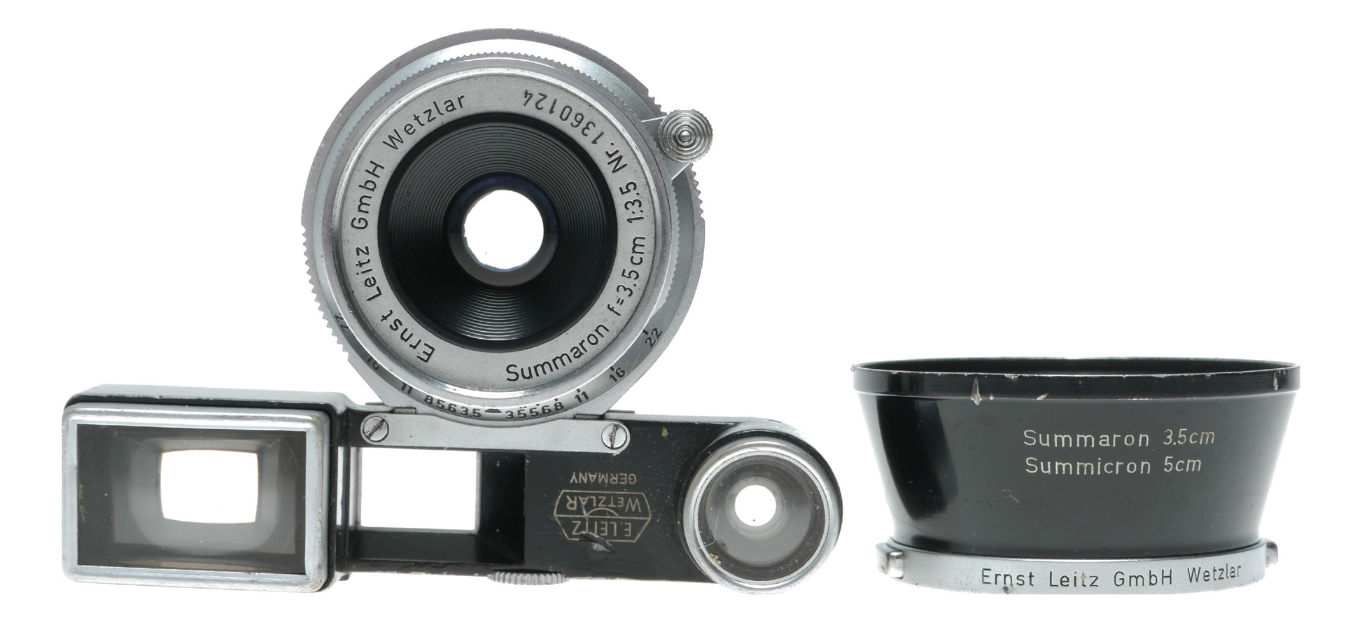 Leitz Wetzlar Summaron f=3.5cm 1:3.5 Leica M RF camera lens goggles shade hood
