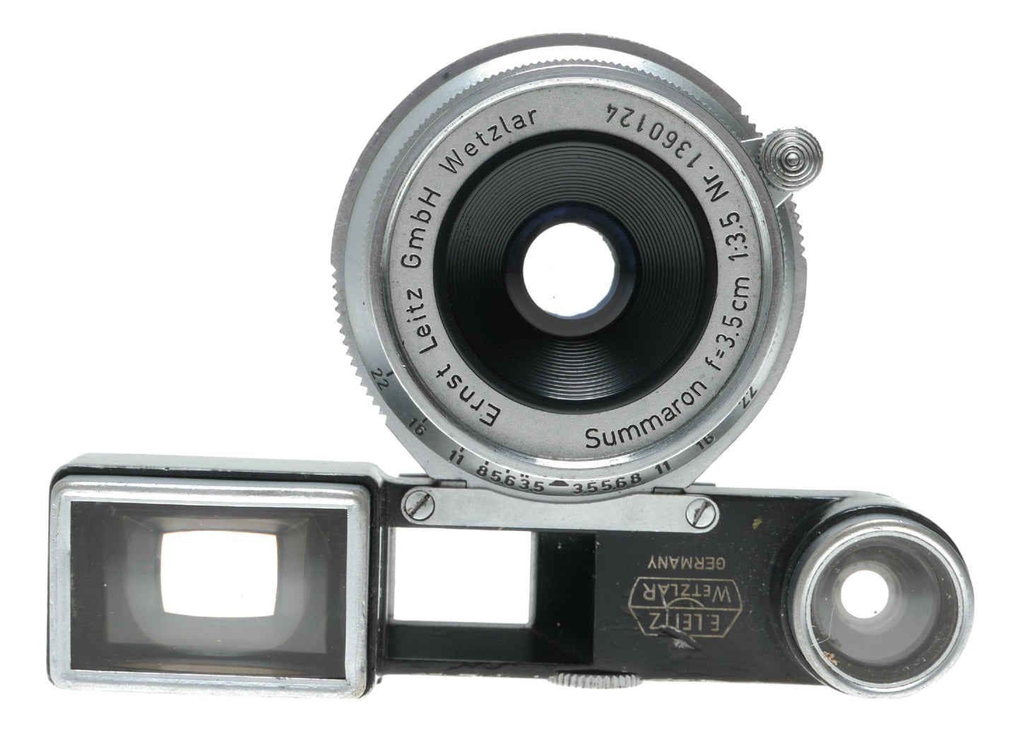 Leitz Wetzlar Summaron f=3.5cm 1:3.5 Leica M RF camera lens goggles shade hood