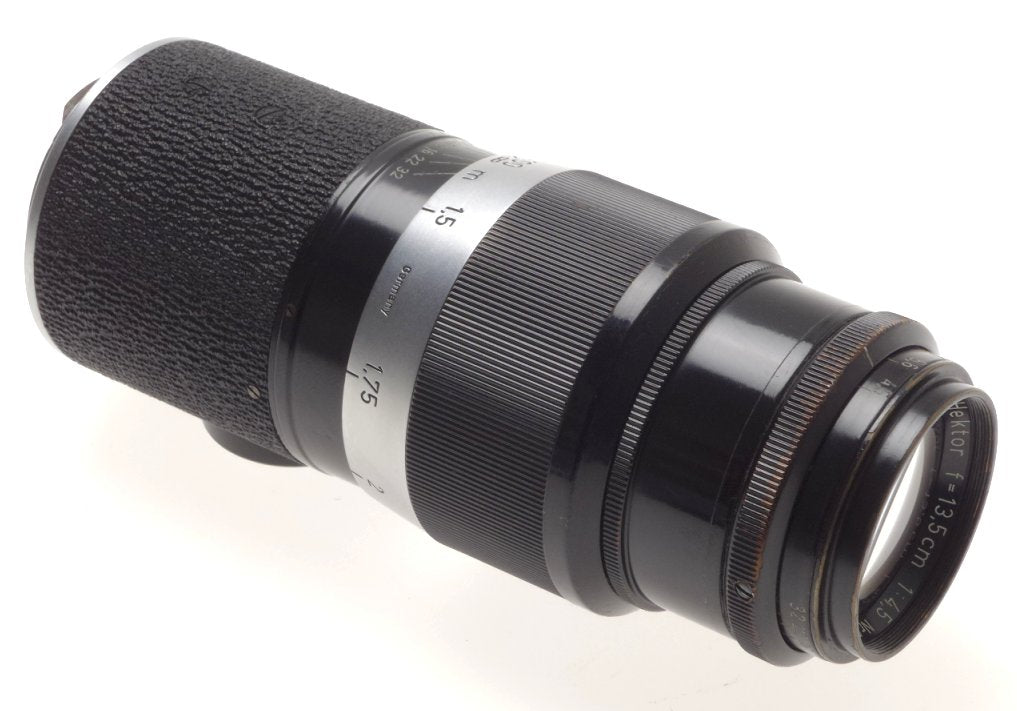 LEICA BLACK PAINT SHARK SKIN 1:4.5/135mm HEKTOR RARE M39 SCEW MOUNT CAMERA LENS