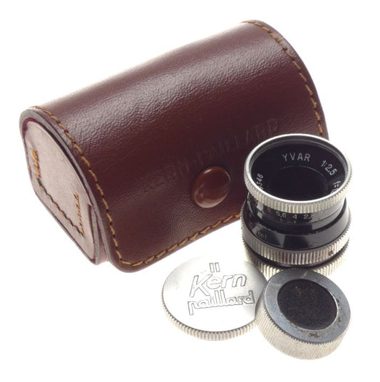 Kern Paillard Yvar 1:2.5 f=12.5mm Bolex b8 Film Camera Lens Caps Leather Keeper