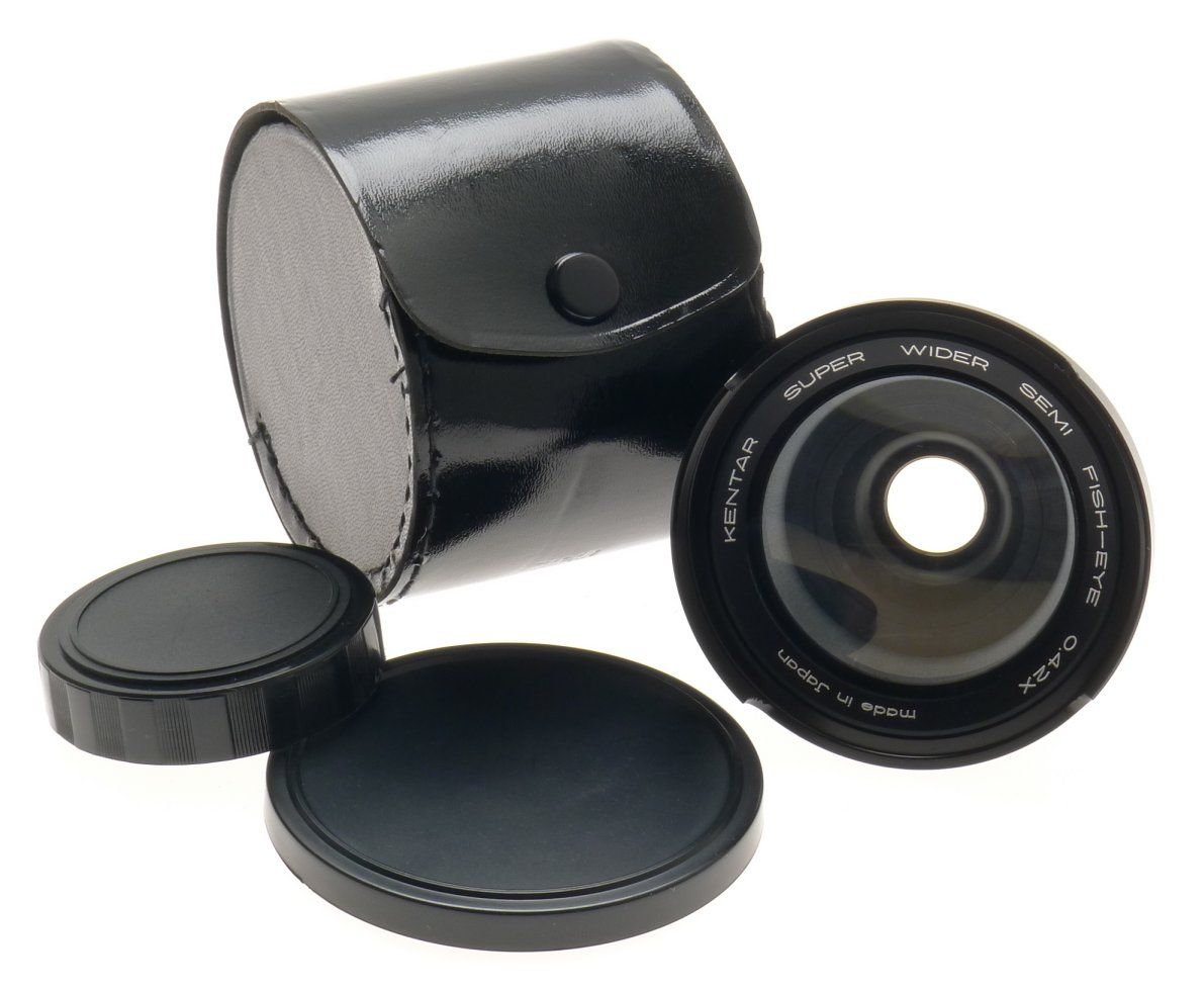 Kentar Super Wider Semi Fish-eye 0.42x Camera Lens Caps Case Pentax Compatible