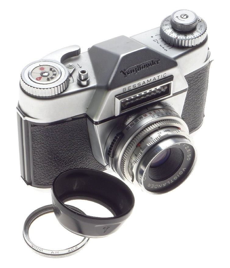 Voigtlander Bessamatic Slr Film Camera Skopar X 1:2.8/50 Lens Filter Hood Meter - View 2