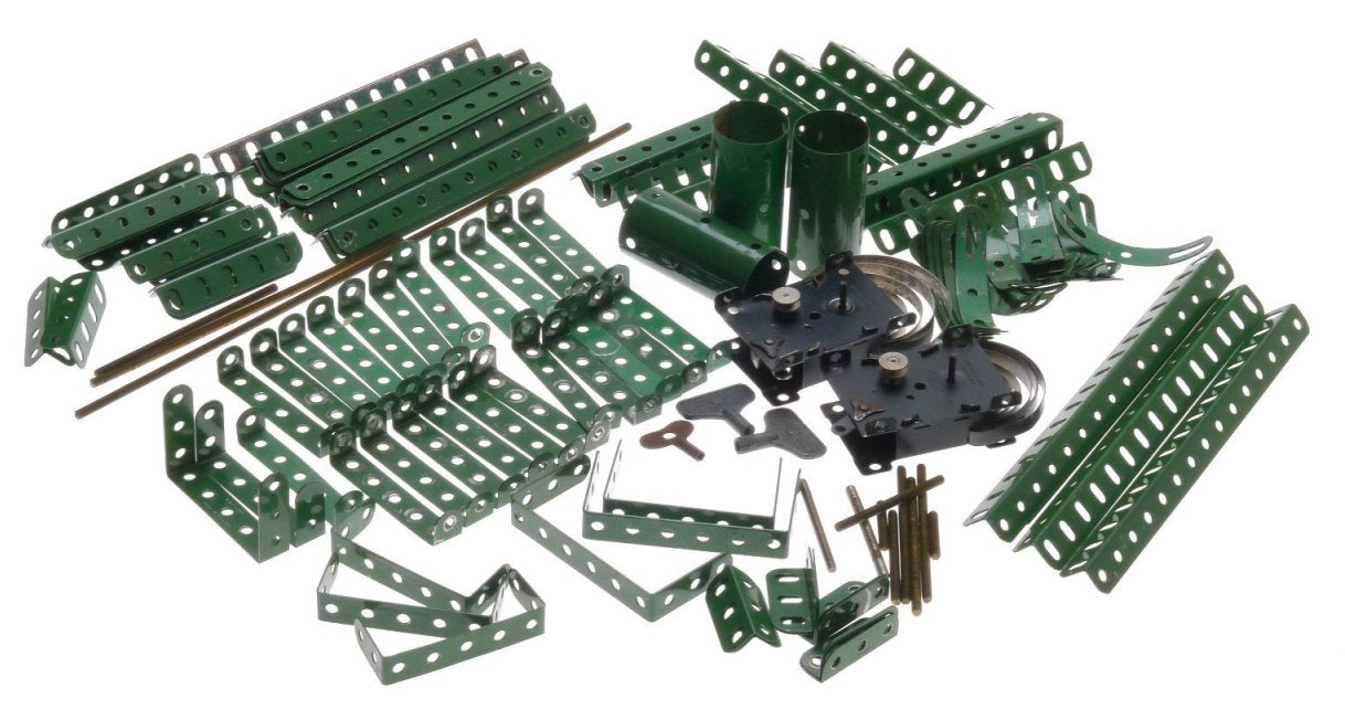 Meccano Magic Motors Double Angle Formed Slotted Strips Girders Screwed Rods Box - View 2