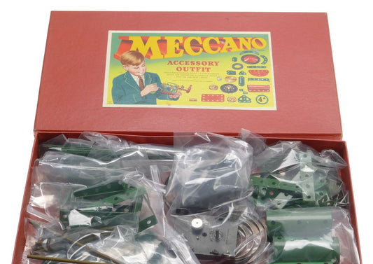 Meccano magic motors double angle formed slotted strips girders screwed rods box