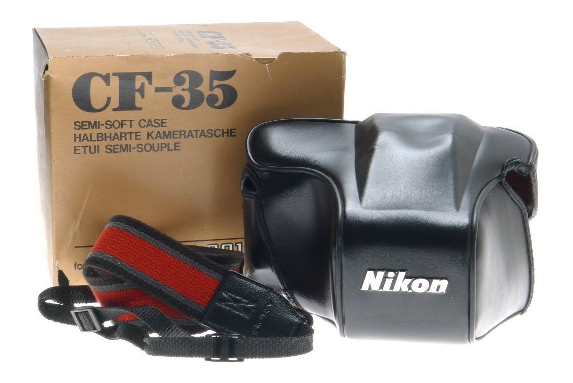 Nikon cf-35 Semi Soft Black Pleather Camera Protective Case Strap Box for f-301
